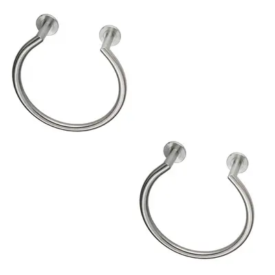 2x Round Bar Open Towel Ring Concealed Fix 90.5mm Proj Stainless Steel