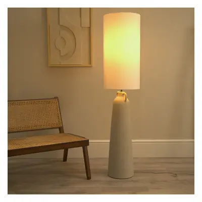 ValueLights Grayson Natural Ceramic Urn Style Midi Floor Lamp