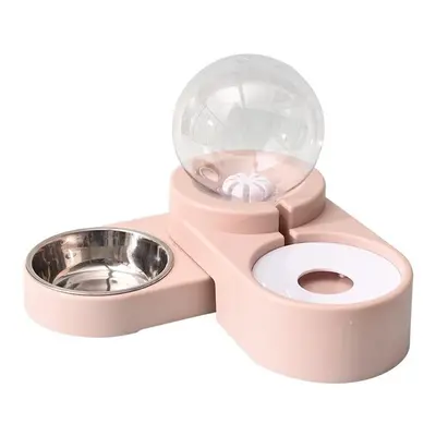 (Pink) 1.8L Automatic Food Fountain for Water Drinking Single Large Bowl Feeding Container