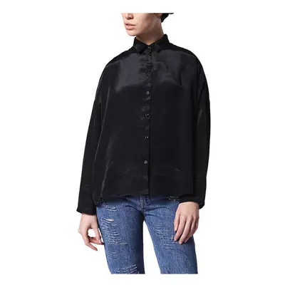 (XS) DIESEL C LURY Womens Shirt Long Sleeve Black Tops