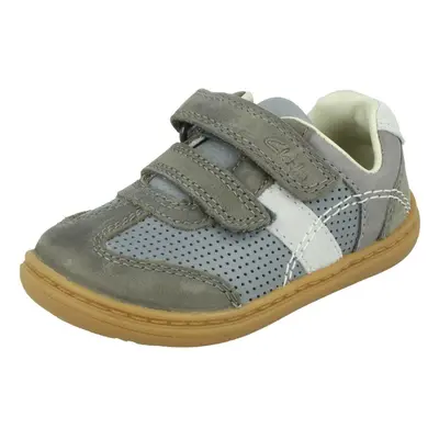 (Grey, UK Infant) Boys Clarks Hook & Loop Casual Shoe Flash Metra - G Fit