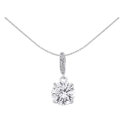 Jewelco London Ladies Sterling Silver Cubic Zirconia Solitaire Pendant Necklace inch - GVP206