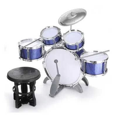 Kids Jazz Drum Set Kit Musical Educational Instrument Drums 1Cymbal with Stool Drum Sticks Percu