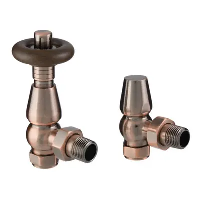 (Antique Copper) WarmeHaus Chelsea Traditional Thermostatic Angled Radiator Valves Central Heati