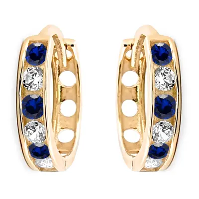 Jewelco London Ladies Solid 9ct Yellow Gold Blue Round Brilliant Cubic Zirconia Eternity 2mm Hug