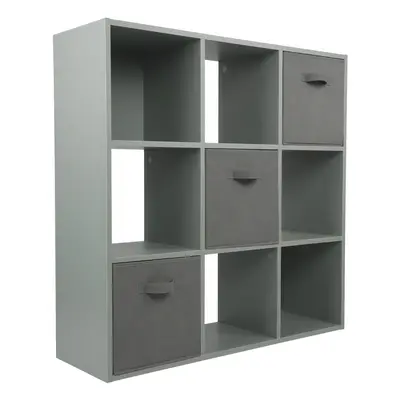 (3 Grey Drawers) Charles Jacobs Grey Cube Open Book Shelf Storage