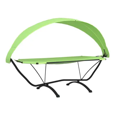 (green) vidaXL Outdoor Lounge Bed with Canopy Steel and Oxford Fabric Garden Sunbed