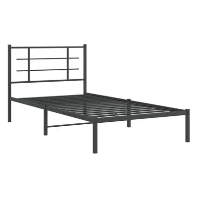 (black, x cm/with headboard) vidaXL Metal Bed Frame with Headboard Home Bed Base Bedstead Black 