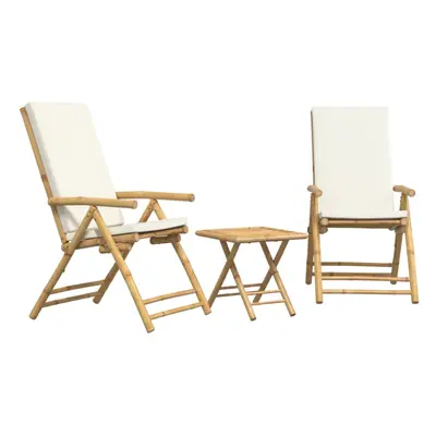 (cream white, x x cm) vidaXL Folding Bistro Set Piece with Dark Grey Cushions Patio Bar Set Bamb