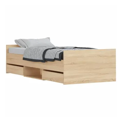 (sonoma oak, x cm) vidaXL Bed Frame with Headboard and Footboard Mattress Foundation Concrete