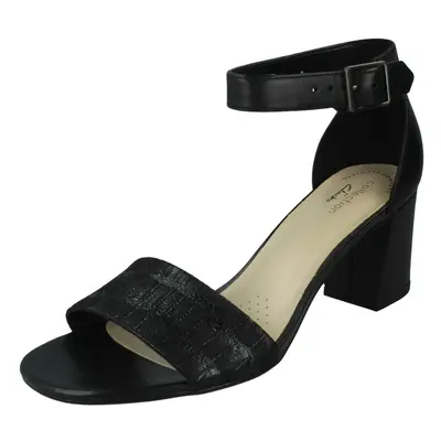 (Black, UK 6) Ladies Clarks Heeled Ankle Strap Sandals Jocelynne Cam