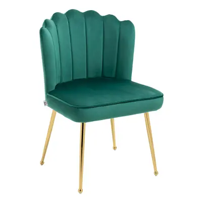 HOMCOM Velvet-Feel Shell Accent Chair Home Bedroom Lounge Metal Legs Green