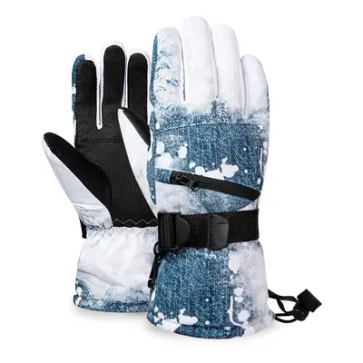 (Blue, XL) Waterproof Winter Thermal Gloves for Skiing Snowboard,Riding Support Touch Screen