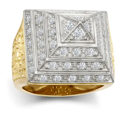 (Z1) Jewelco London Men's 9ct Yellow and White Gold White Cubic Zirconia Egyptian Pyramid 1oz 25