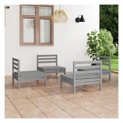 vidaXL Solid Pinewood Garden Lounge Set Piece Grey Outdoor Seating Sofa