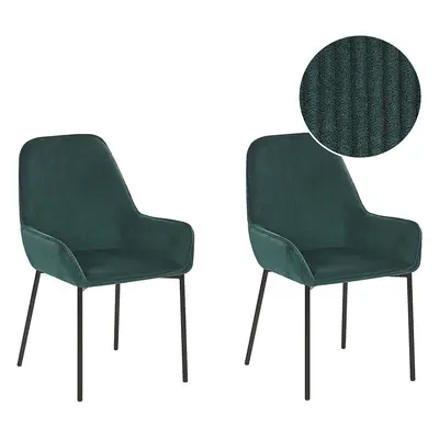 Set of Dining Chairs LOVERNA Corduroy Dark Green