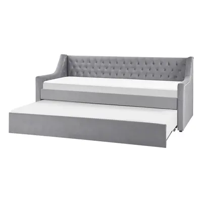 Trundle Bed Velvet MONTARGIS x cm (EU Single) Light Grey