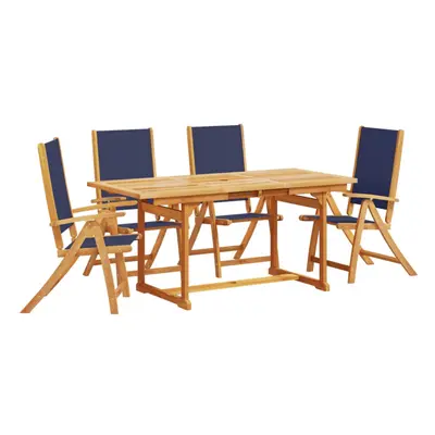 (blue, piece/rectangular) vidaXL Garden Dining Set Piece Table & Chair Solid Wood Acacia and Tex