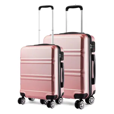 (Nude) PCS Luggage Set 20''+24'' Lightweight ABS Hard Shell Trolley Travel Case With TSA Lock