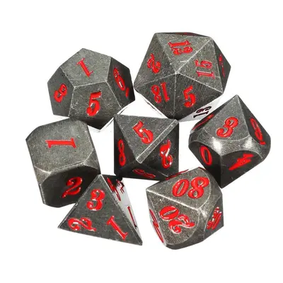 () Antique Metal Pcs Multisided Dice Heavy Polyhedral Dices Set w/ Bag