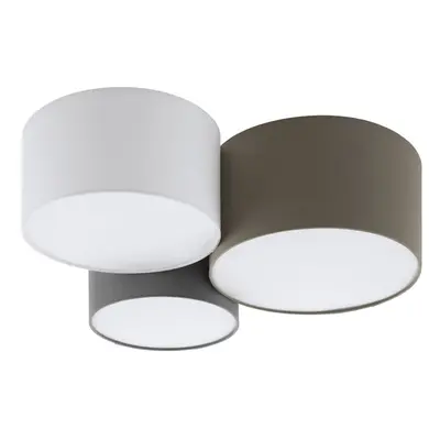 Wall Flush Ceiling Light White Anthracite Brown White Grey Fabric Bulb E27 3x60W