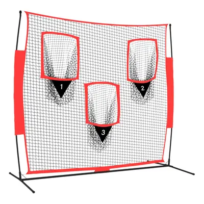 vidaXL Portable Baseball Net Black and Red 183x105x183 cm Polyester Sports Net