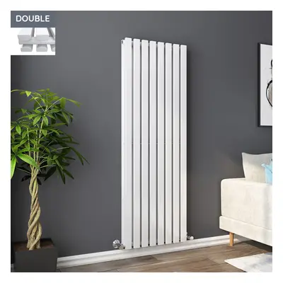 Lulea x 550mm White Double Rectangular Panel Vertical Radiator