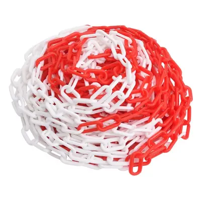 vidaXL Warning Chain Red&White m ?8 mm Plastic Barrier Link Security Chain