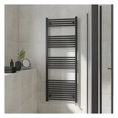 (Straight, 1600x600mm) Warmehaus Heated Towel Rail Black Bathroom Ladder Style Radiator Central 