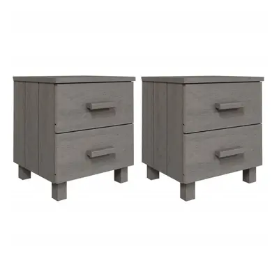 vidaXL 2x Bedside Cabinets HAMAR Light Grey 40x35x44.5cm Solid Wood Nightstand