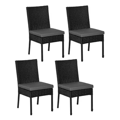 Outsunny PCs Rattan Garden Chairs with Cushion, Wicker Dining Chairs, Black