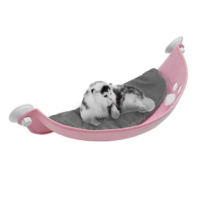 (Pink) Cat Pad Bed Cat Ferret Window Seat Pad Bed Car Pet Hammock Suction Cup Warm Perch Pet Bed