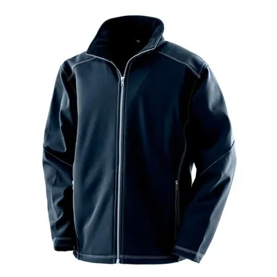 (L, Navy) Result Work-Guard Mens Treble Stitch Soft Shell Jacket