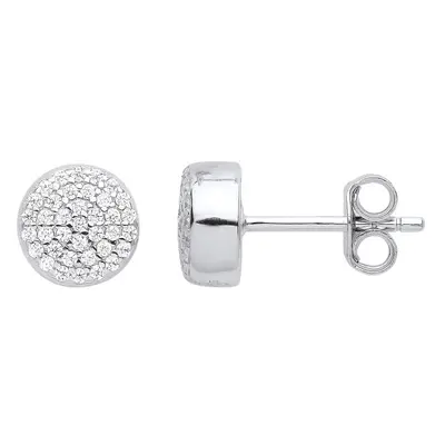 Jewelco London Ladies Rhodium Plated Sterling Silver CZ Pave Cushion Cluster Stud Earrings - EAG