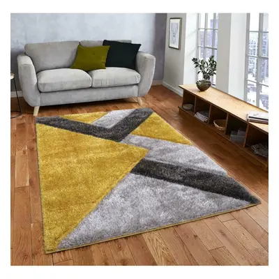 (Ocher-Grey, x cm) Modern Shaggy Hallway Runner Living Room NOVA Rugs