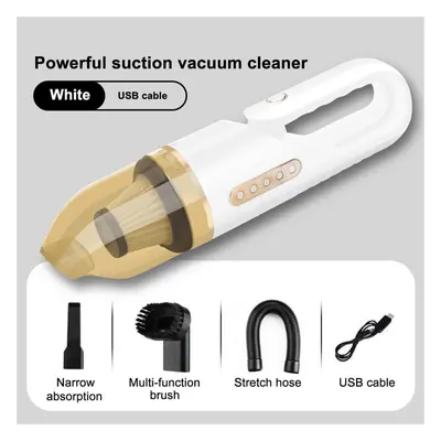 (White) Vacuum Cleaner 8000Pa Powerful Suction 120W Lightweight for Home Car Pet