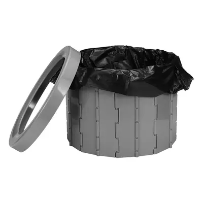 (Grey) Folding Toilet Seat Clean Bucket Fishing Wash Bucket Leak-proof Storage Barrel for Outdoo