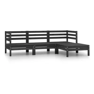 vidaXL Solid Pinewood Garden Lounge Set Piece Black Outdoor Sofa Seating