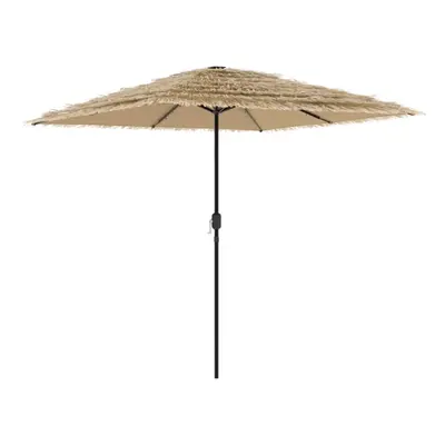 (248 x x cm) vidaXL Garden Parasol with LEDs and Steel Outdoor Umbrella Parasol Pole Brown