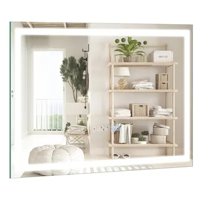 LED Bathroom Mirror Wall Mounted Rectangle w/ 3-Color Dimmable Lights