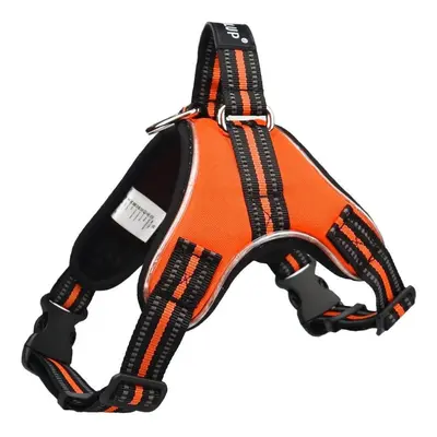 (Orange, L) Dog Harness LED Reflective Dog Vest, Breathable Mesh Fabric Safety Chest Vest