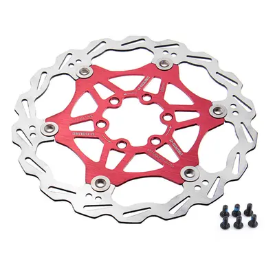 (Red, 180mm) / 160MM Stainless Ultra Light 6pcs T25 Screws Floating Disc MTB Bike Brake Rator