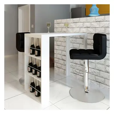 vidaXL Bar Table MDF with Wine Rack High Gloss White Breakfast Furniture Desk