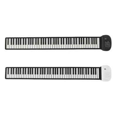 (White) Standard Keys Foldable Portable Electronic Keyboard Roll Up Piano