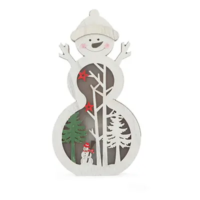 (Snowman) Festival Wooden LED Christmas Light Display Ornament for Christmas Home Table Decorati