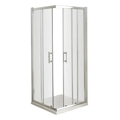 Contemporary Square Corner Entry Shower Enclosure - 6mm Safety Glass - 800mm - Chrome