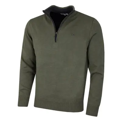 (M, Khaki) Calvin Klein Mens Knit Cotton 1/2 Zip Golf CK Top Sweater