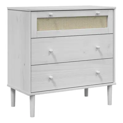 (white) vidaXL Drawer Cabinet File Drawer Chest SENJA Rattan Look Solid Wood Pine