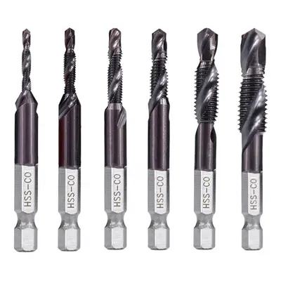 6pcs M3-M10 Combination Drill Tap Bit Set HSS Industrial TiALN Coated Deburr Countersink Drill B