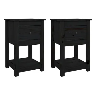 (Black, x Bedside cabinet) vidaXL 1/2x Solid Wood Pine Bedside Cabinet Nightstand End Table Mult